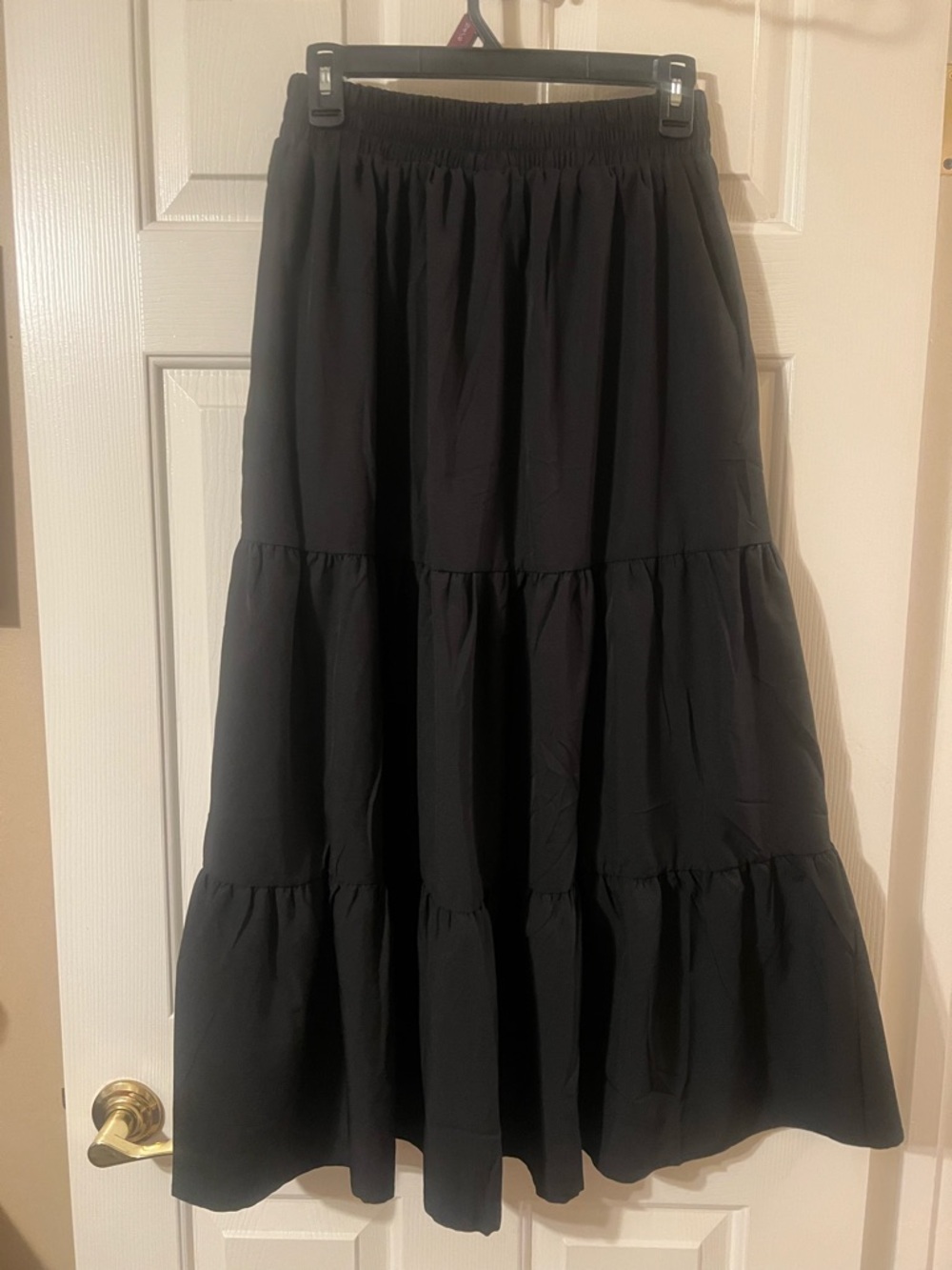NWT Women’s Black Tiered High Waist Summer Maxi Skirt with Pockets Size Small - Picture 8 of 12